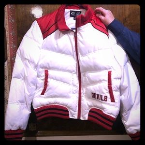 White puffer coat
